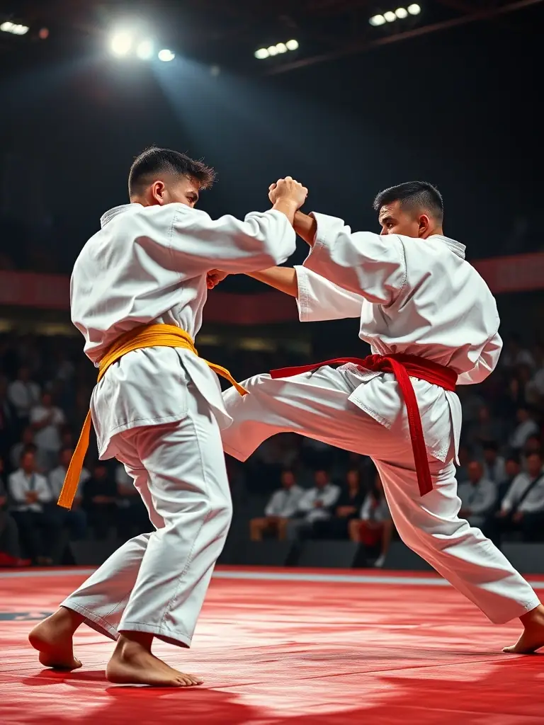 A photo of INKUBA KARATE CLUB members participating in a karate tournament, displaying teamwork and competitive spirit.